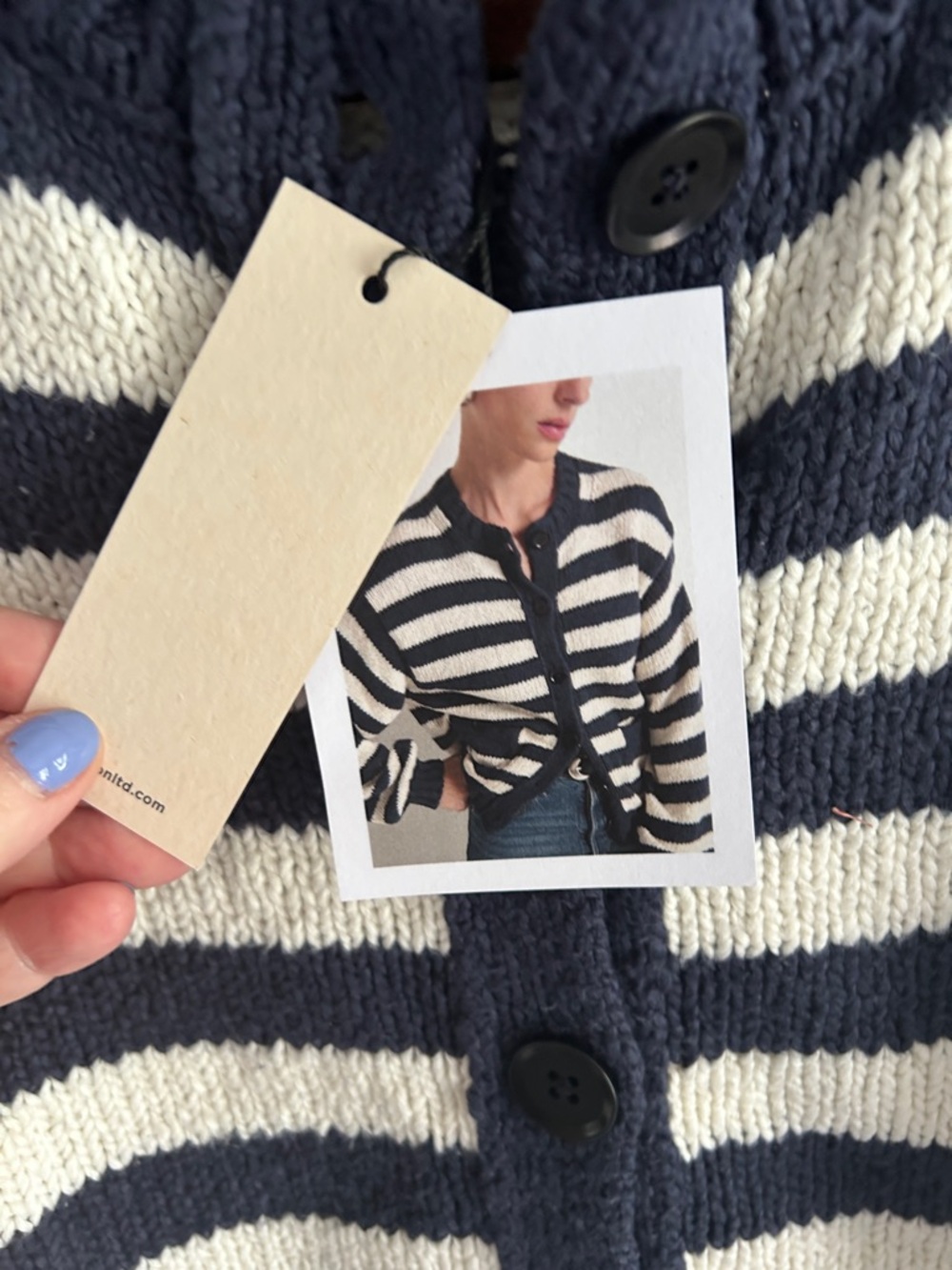 Anthropologie Nation Los Angeles Tessa Marine‎ stripe cotton Cardigan small - Picture 7 of 10